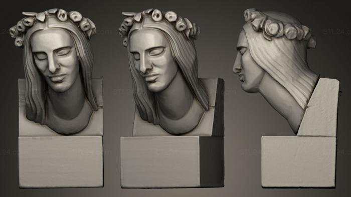Бюсты и головы античные и исторические (Школьница с венком из роз, BUSTA_0137) 3D модель для ЧПУ станка