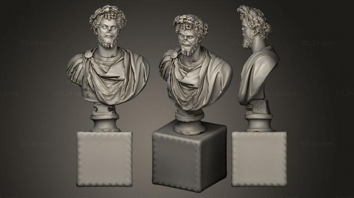 Busts and heads antique and historical (Septime Svre Couronn de Chne, BUSTA_0139) 3D models for cnc