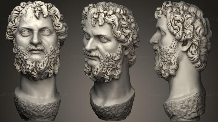 Busts and heads antique and historical (Septimius Severus round plinth, BUSTA_0142) 3D models for cnc
