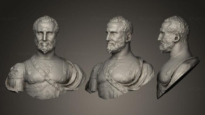 Бюсты и головы античные и исторические (Неизвестный в доспехах, BUSTA_0164) 3D модель для ЧПУ станка