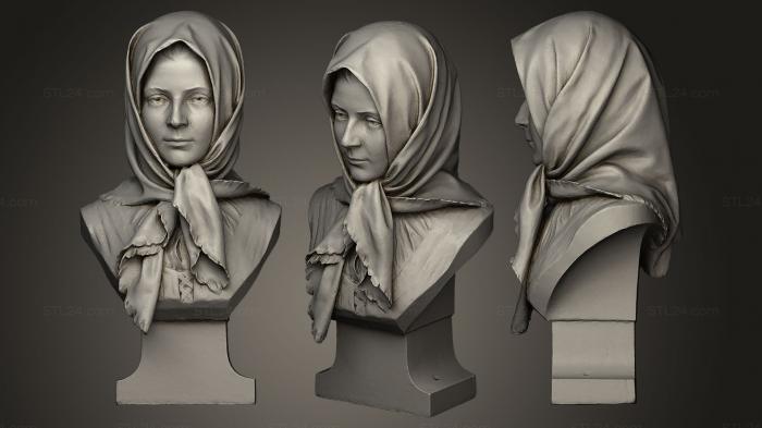 Бюсты и головы античные и исторические (Войцех Бжега, женщина в платке, BUSTA_0175) 3D модель для ЧПУ станка
