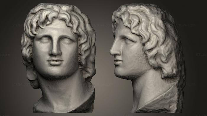 Бюсты и головы античные и исторические (Александр Македонский в старом стиле, BUSTA_0190) 3D модель для ЧПУ станка