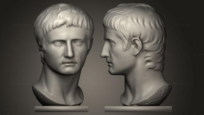Бюсты и головы античные и исторические (Портрет Августа Копенгаген с надписью, BUSTA_0215) 3D модель для ЧПУ станка