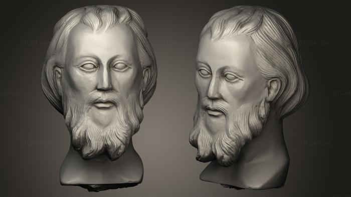 Бюсты и головы античные и исторические (Голова святого, BUSTA_0223) 3D модель для ЧПУ станка