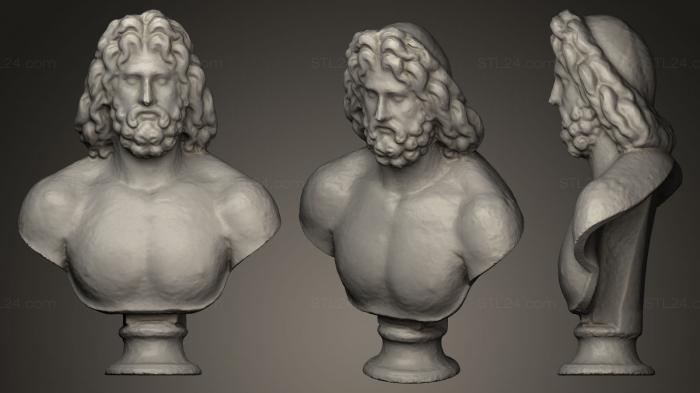Бюсты и головы античные и исторические (Зевс из мрамора, BUSTA_0236) 3D модель для ЧПУ станка