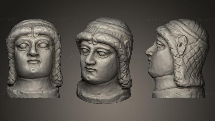 Бюсты и головы античные и исторические (Глиняная фигурка женской головы, BUSTA_0263) 3D модель для ЧПУ станка