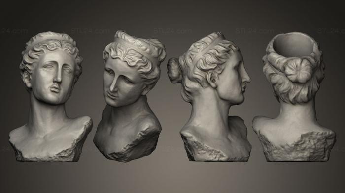 Female Head Statue with peel 3d