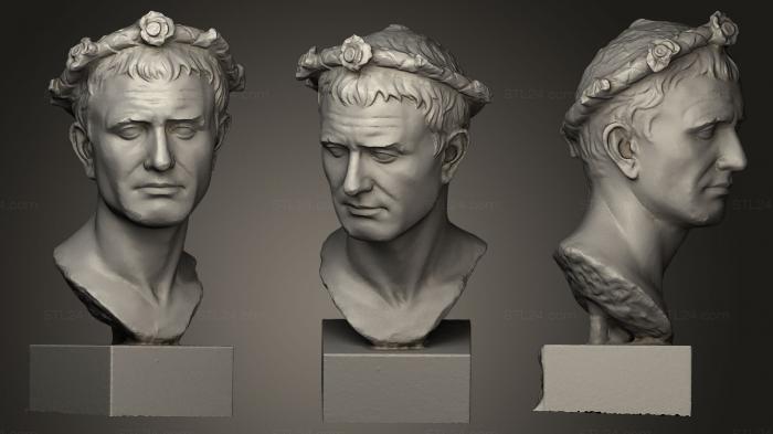 Busts and heads antique and historical (Man wearing a wreath, BUSTA_0287) 3D models for cnc