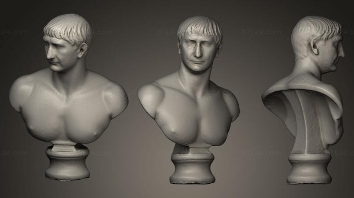 Бюсты и головы античные и исторические (Мраморный портрет Микеланджело, бюст Траяна, BUSTA_0289) 3D модель для ЧПУ станка
