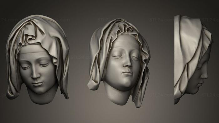 Бюсты и головы античные и исторические (Микеланджелос Пит деталь Марии, BUSTA_0295) 3D модель для ЧПУ станка