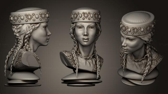 Бюсты и головы античные и исторические (Бюст азиатской девушки 2, BUSTA_0338) 3D модель для ЧПУ станка