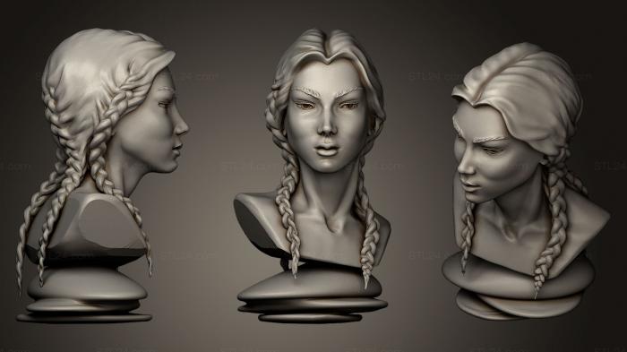 Бюсты и головы античные и исторические (Бюст азиатской девушки, BUSTA_0339) 3D модель для ЧПУ станка
