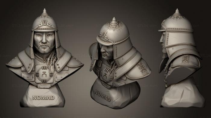 Busts and heads antique and historical (Bust of Genghis Khan, BUSTA_0342) 3D models for cnc