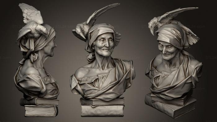 Бюсты и головы античные и исторические ( Старуха с вороной Музей Виктора Балагера, BUSTA_0438) 3D модель для ЧПУ станка