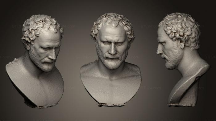 Бюсты и головы античные и исторические (Лувр Демосфен, BUSTA_0442) 3D модель для ЧПУ станка