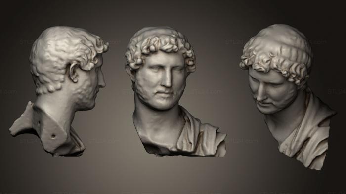 Busts and heads antique and historical (Marble bust of Emperor Hadrian, BUSTA_0456) 3D models for cnc