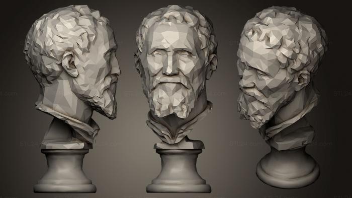 Busts and heads antique and historical (Michelangelo Buonarroti head sculpture, BUSTA_0463) 3D models for cnc