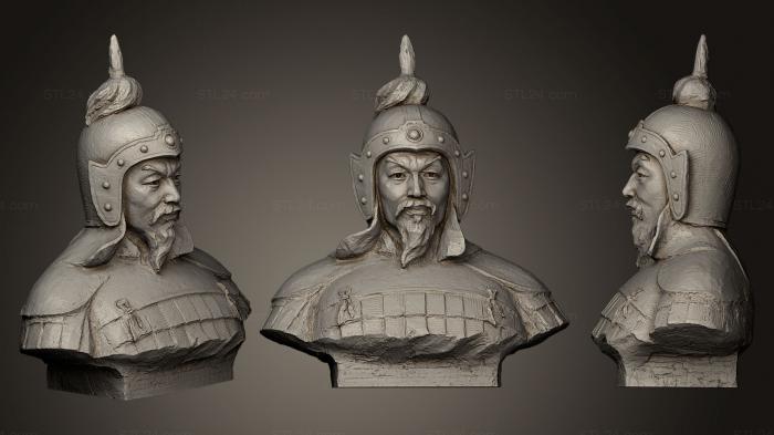 Бюсты и головы античные и исторические (Скульптура солдата Ру Сюнь Сяо, BUSTA_0506) 3D модель для ЧПУ станка
