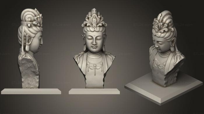 Бюсты и головы античные и исторические (Фотоскан скульптуры Будды, вырезанной из дерева, BUSTA_0604) 3D модель для ЧПУ станка