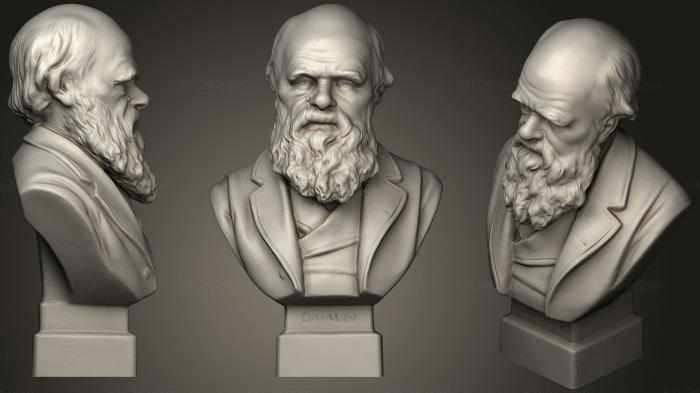 Busts and heads antique and historical (Bust Of Charles Darwin C.1899, BUSTA_0610) 3D models for cnc