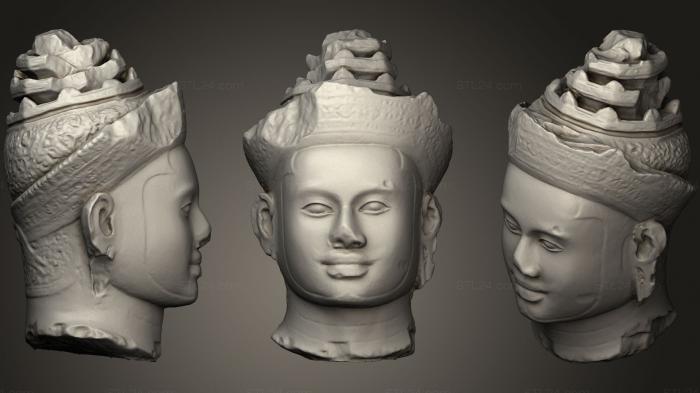 Busts and heads antique and historical (Head from an image of Vishnu Early 9th CE, BUSTA_0651) 3D models for cnc