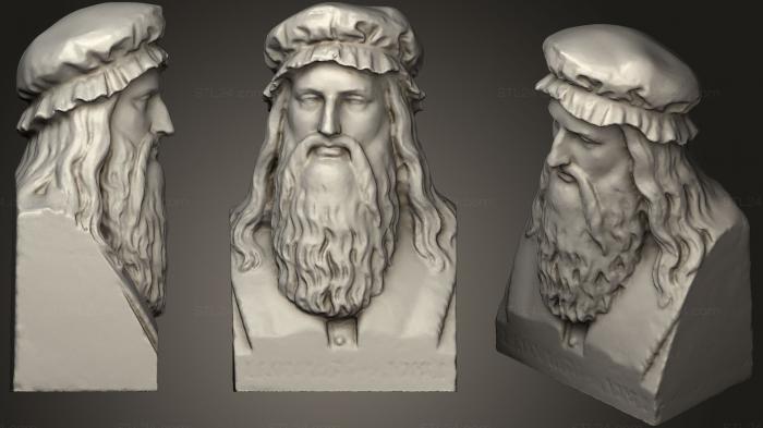 Бюсты и головы античные и исторические (Бюст Леонардо Да Винчи, BUSTA_0661) 3D модель для ЧПУ станка