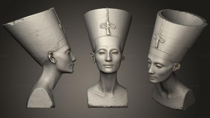 Busts and heads antique and historical (Queen Nefertiti Planter, BUSTA_0699) 3D models for cnc