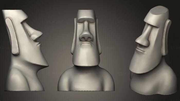 Busts and heads antique and historical (Vase Mode Optimized Moai Planter  Vase, BUSTA_0729) 3D models for cnc