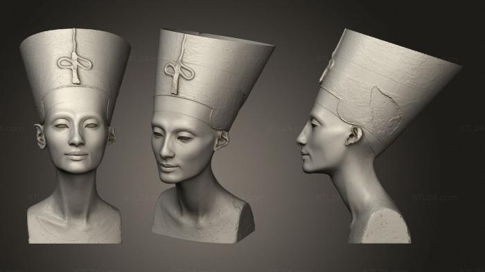 Бюсты и головы античные и исторические (Впадина в бюсте нефертити, BUSTA_0767) 3D модель для ЧПУ станка