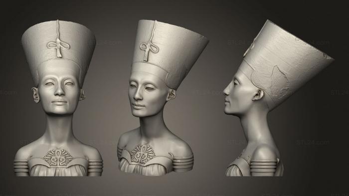 Busts and heads antique and historical (Queen of Egypt Bust Flower Pot, BUSTA_0772) 3D models for cnc