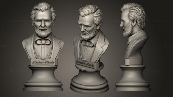 Бюсты и барельефы известных личностей (Авраам Линкольн на круглом подиуме, BUSTC_0002) 3D модель для ЧПУ станка
