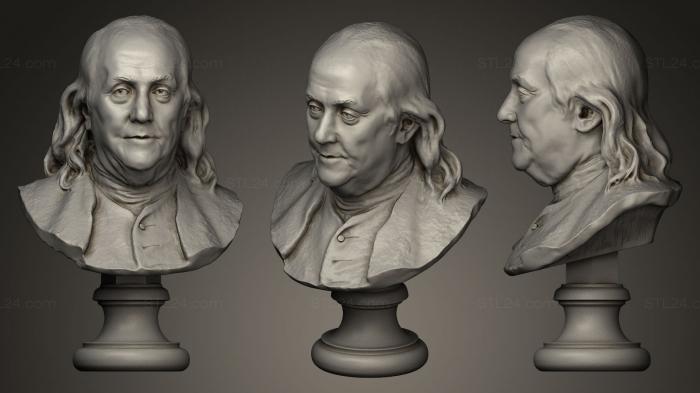 Busts and bas-reliefs of famous people (Benjamin Franklin thin plinth, BUSTC_0050) 3D models for cnc