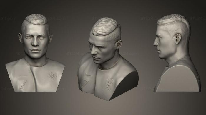 Бюсты и барельефы известных личностей (Скульптура Криштиану Роналду, BUSTC_0121) 3D модель для ЧПУ станка