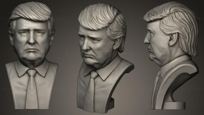 Бюсты и барельефы известных личностей (Портрет Дональда Трампа, BUSTC_0143) 3D модель для ЧПУ станка