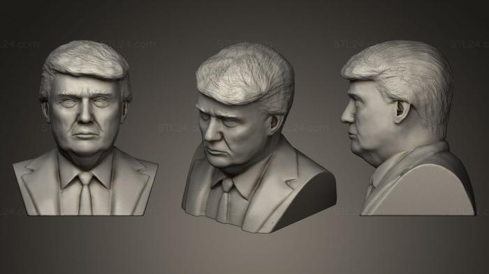 Бюсты и барельефы известных личностей (Скульптура Дональда Трампа, BUSTC_0145) 3D модель для ЧПУ станка