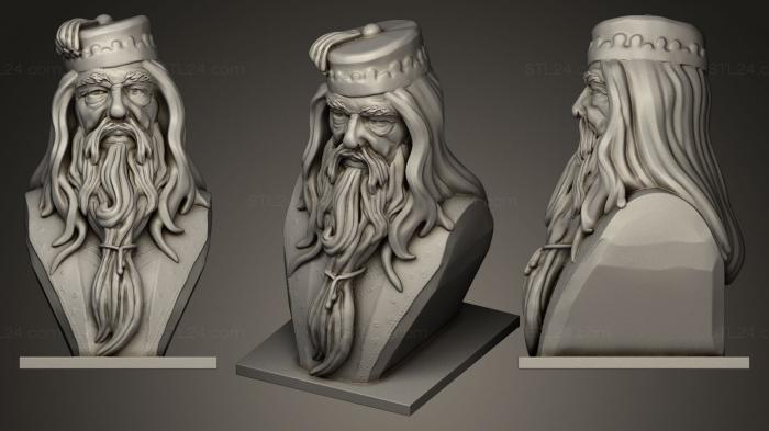 Busts and bas-reliefs of famous people (Dumbledore long plinth, BUSTC_0159) 3D models for cnc