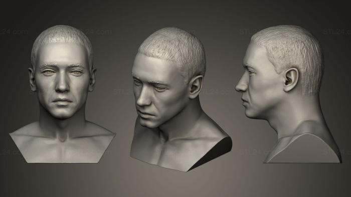 Busts and bas-reliefs of famous people (Eminem portrait head, BUSTC_0181) 3D models for cnc