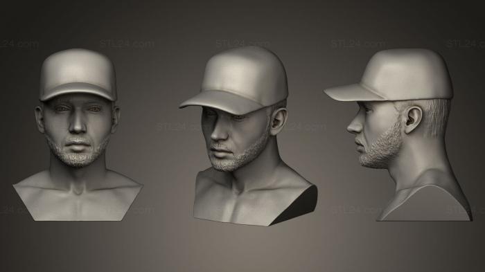 Busts and bas-reliefs of famous people (Eminem Sculpture in baseball cap, BUSTC_0182) 3D models for cnc