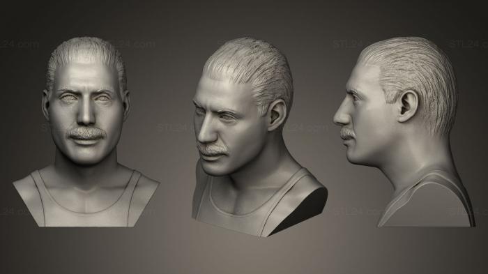 Busts and bas-reliefs of famous people (Freddie Mercury Sculpture head, BUSTC_0198) 3D models for cnc