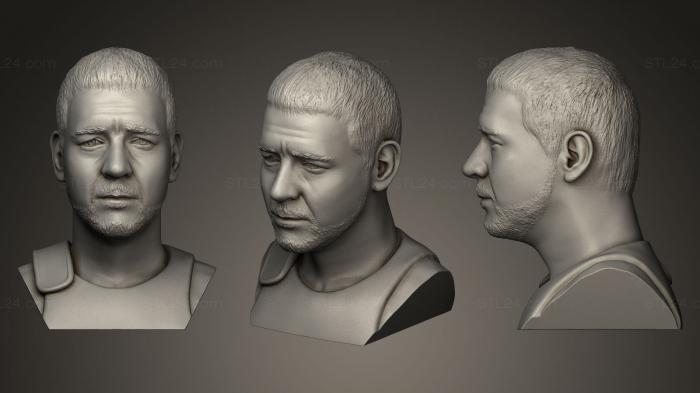 Busts and bas-reliefs of famous people (Gladiator Russell Crowe, BUSTC_0228) 3D models for cnc