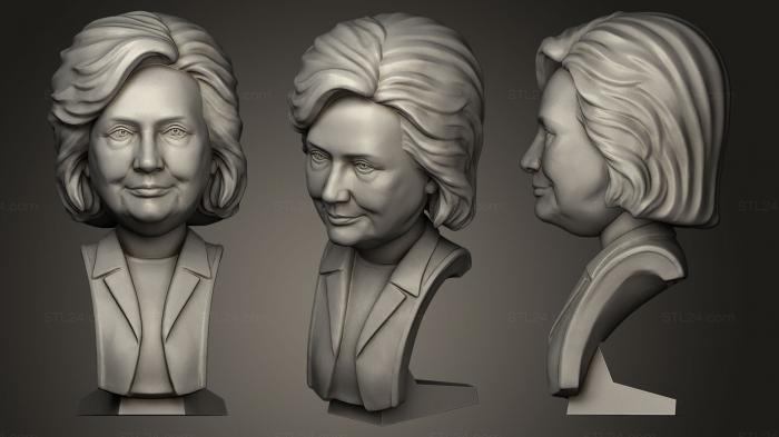Busts and bas-reliefs of famous people (Hillary Clinton portrait, BUSTC_0249) 3D models for cnc