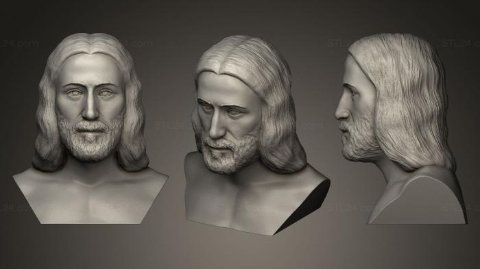 Busts and bas-reliefs of famous people (Jesus reconstruction based on Shroud of Turin, BUSTC_0286) 3D models for cnc