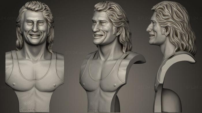 Busts and bas-reliefs of famous people (Johnny Hallyday in undershirt, BUSTC_0305) 3D models for cnc