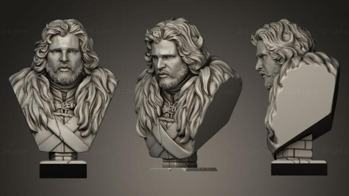 Busts and bas-reliefs of famous people (Jon Snow Nights Watch Edition, BUSTC_0314) 3D models for cnc