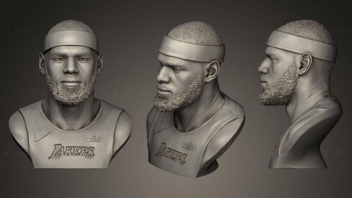 Busts and bas-reliefs of famous people (Lebron James in Lakers jersey, BUSTC_0358) 3D models for cnc