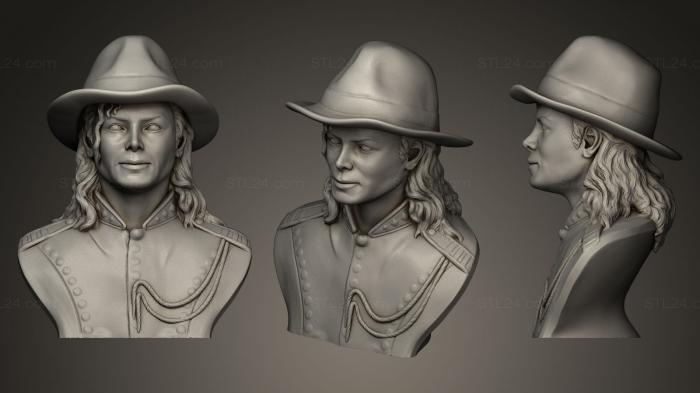 Busts and bas-reliefs of famous people (Michael Jackson in heat, BUSTC_0420) 3D models for cnc