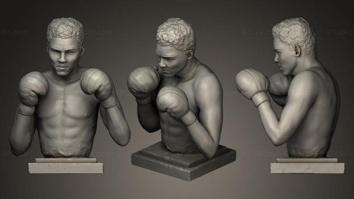 Busts and bas-reliefs of famous people (Muhammad Ali posing sterdown, BUSTC_0440) 3D models for cnc
