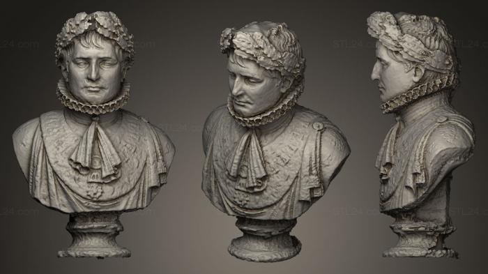 Бюсты и барельефы известных личностей (Наполеон с круглым подиумом, BUSTC_0448) 3D модель для ЧПУ станка