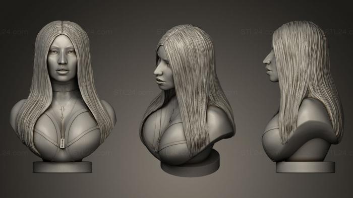 Busts and bas-reliefs of famous people (Nicki Minaj sculpture, BUSTC_0461) 3D models for cnc
