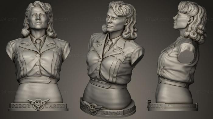 Busts and bas-reliefs of famous people (Peggy Carter Capitan America, BUSTC_0485) 3D models for cnc